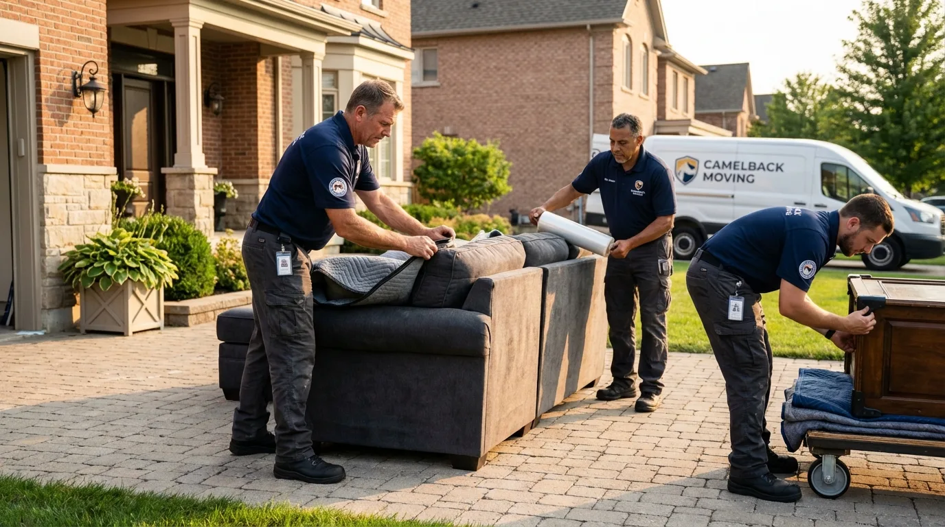 Large estate moving crew wrapping furniture in Radford, VA