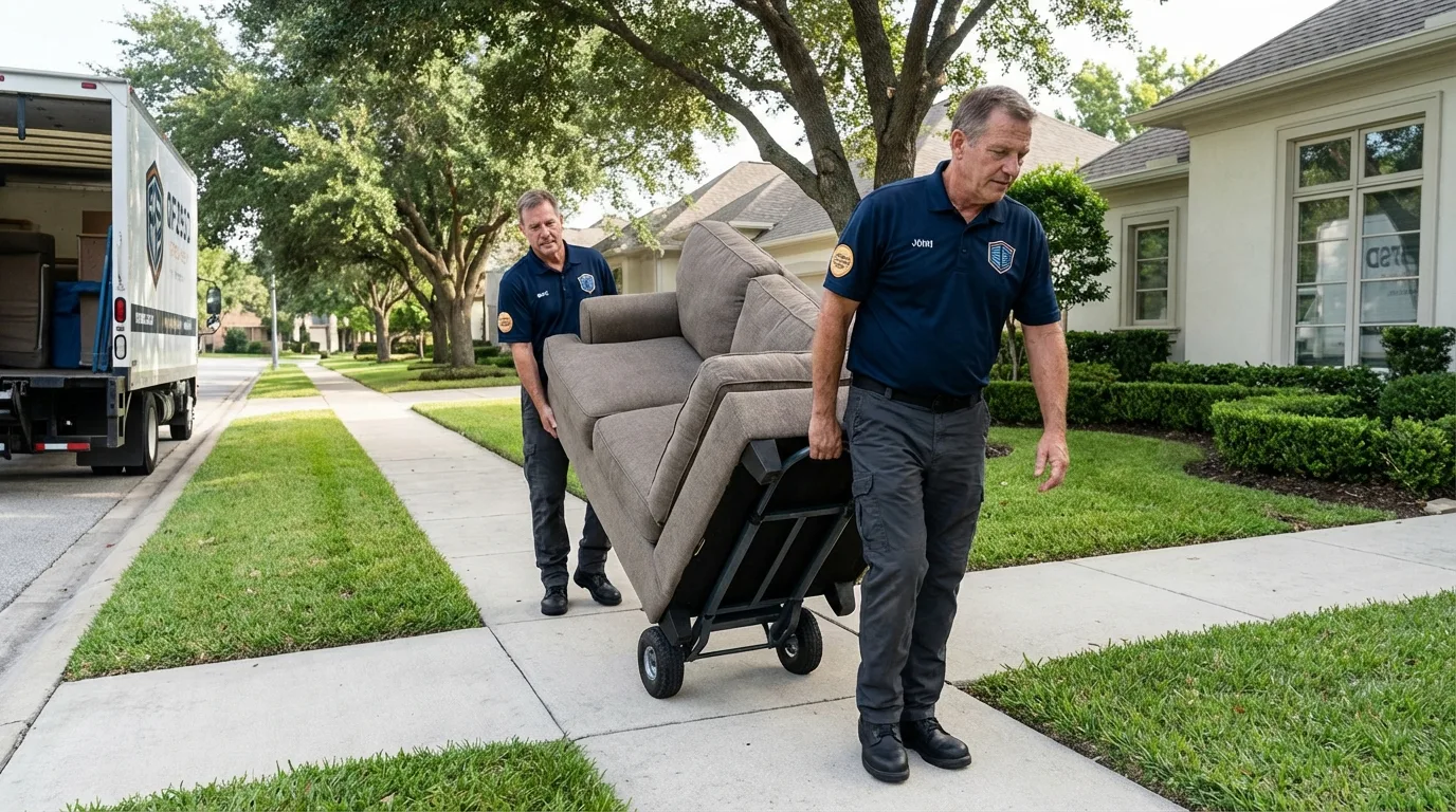 Local residential moving crew loading furniture in Radford, VA