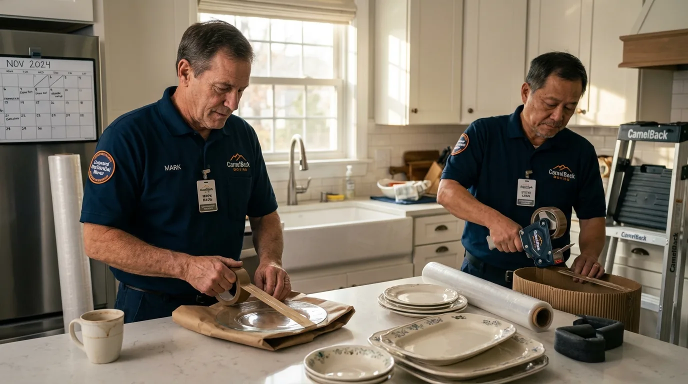 Professional crew packing kitchen dishware in Radford, VA